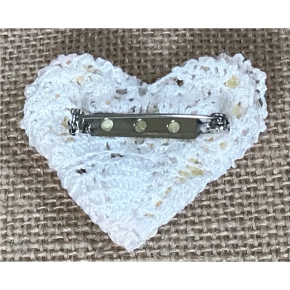 Vintage Handmade Lace Heart Black Cat Brooch Pin Kitty Whimsigoth Witch Core - Picture 2 of 2